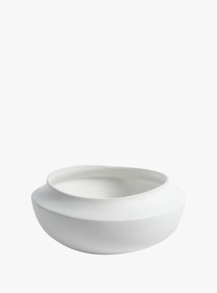 Modern Coastal Ceramic Bowl Matte White, Minimalist Decorative or Serving Bowl, Available in Small and Large Sizes (Large 12.5 x 5.5 Inch)