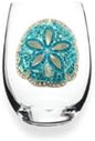 THE QUEENS' JEWELS Sand Dollar Jeweled Stemless Wine Glass, 21 oz. - Unique Gift for Women, Birthday, Cute, Fun, Not Painted, Decorated, Bling, Bedazzled, Rhinestone