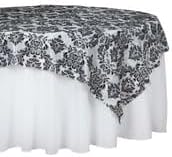 Efavormart Black Damask Flocking Square Tablecloth Overlay 60"x60" Square - Image 8