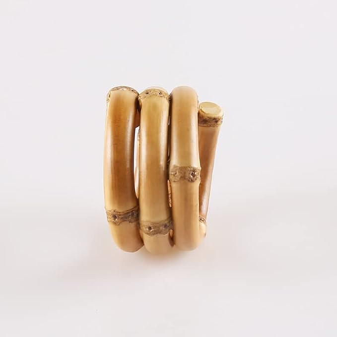 Natural Bamboo Napkin Rings Set of 6, Handmade Rattan Napkin Holder Rings - Image 5
