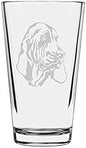 Bloodhound Dog Themed Etched All Purpose 16oz Pint Glass