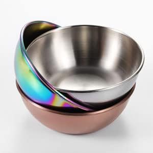 Sauce Dishes 12PCS 3.46inch Stainless Steel Sauce Bowl Mini Individual Round Seasoning Dishes Sushi Dipping Bowl Appetizer Plates (Rainbow)