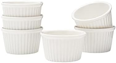 Vikko White Ramekin, Set of 6 Fine Porcelain Ramekins, Stackable 3 Inch Bowls, 3.5 Ounce Dips Dish, Dishwasher Safe