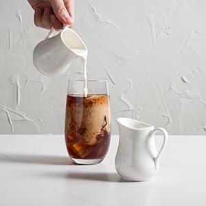 Gurygo 10 Oz Classic White Ceramic Small Creamer Pitcher - Image 5