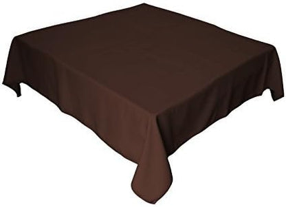 LA Linen Polyester Poplin Washable Square Tablecloth, Stain and Wrinkle Resistant Square Table Cover 52x52, Fabric Table Cloth Square for Dining, Kitchen, Party, Holiday 52 by 52-Inch, Brown