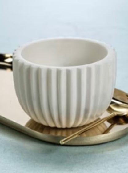 Whispering Ribbed Marble Bowl – 4" Handcrafted Decorative Marble Accent Bowl for Tabletop, Vanity, or Entryway, Modern White Stone Catchall Dish