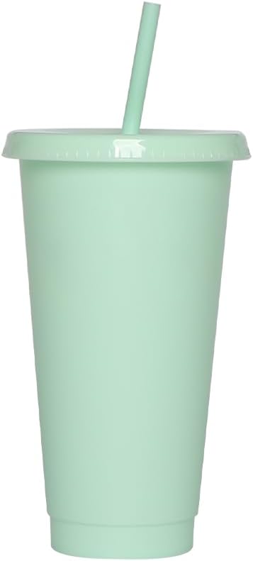 24 oz Plastic Cups With Lids and Straws, Sturdy & Food-Safe Iced Coffee Cups - Image 8