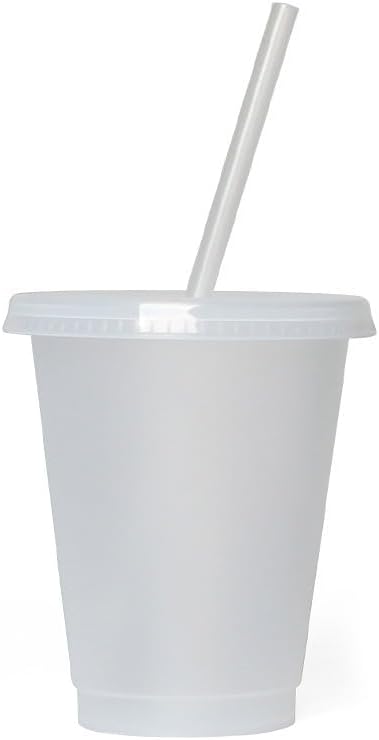 Reusable Translucent Plastic Cups - 16 oz Frosted Clear Cold Drink Tumbler - - Image 8