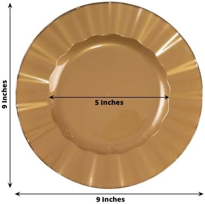 Efavormart 10 Pack | Gold 9" Round Plastic Dessert Salad Plates, Disposable - Image 2