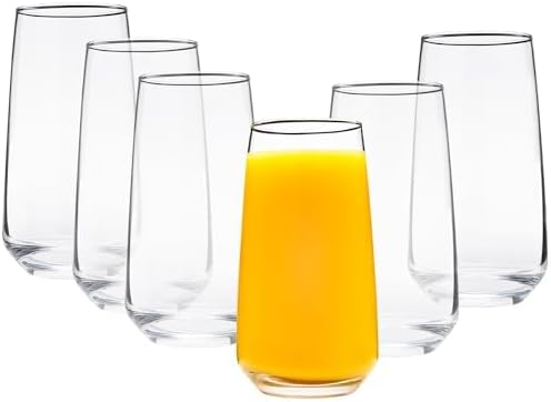 Vikko Drinking Glasses Set of 6, Highball Water Glasses 16.25 Ounce, Premium by Vikko