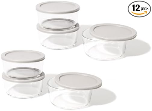 12-Piece Glass Food Storage Containers Set | 4-Cup, Leakproof | Microwave by DuraLiving