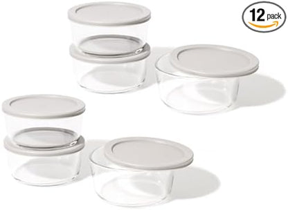 12-Piece Glass Food Storage Containers Set | 4-Cup, Leakproof | Microwave by DuraLiving