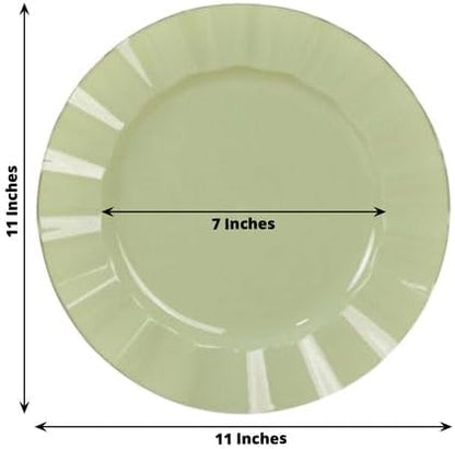 Efavormart 10 Pack | Sage Green 11" Round Plastic Dinner Plates, Disposable - Image 2