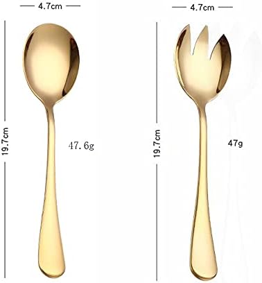 Salad Servers Salad Spoons and Fork Set Stainless Steel Serving Utensils - Image 6