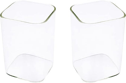 Square Glass Cups 2-Pack, Creative Clear Square Juice Glass Tea Cup Milk Cup - Image 2