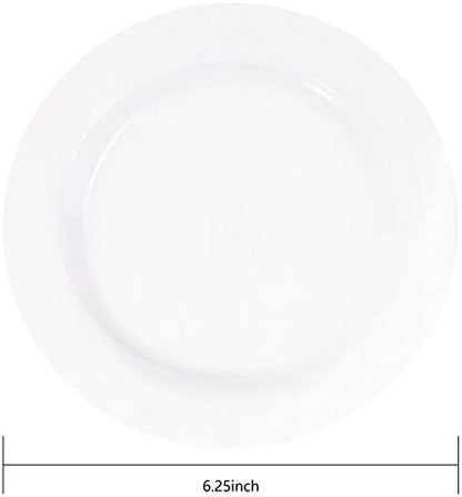 bUCLA 100Pieces White Plastic Plates - 6.25inch Disposable Plastic Appetizer/Small Cake/Salad/Dessert Plates Premium Hard, Ideal for Weddings& Parties