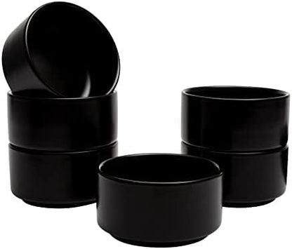 Vikko Modern Soup Bowls, Set of 6 Black Matte Porcelain Bowls, Large Size 22 oz Elegant Restaurant Style Soup Bowl Set, Microwave and Dishwasher Safe
