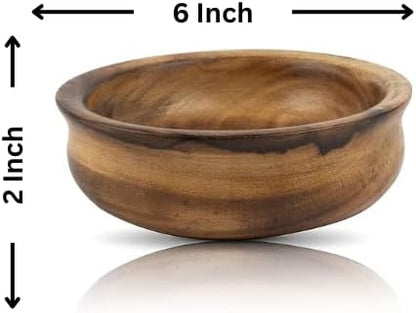 Handmade Wooden Snack Serving & Key Bowl, Decorative Countertop, 6 x 2 Inch | - Image 2