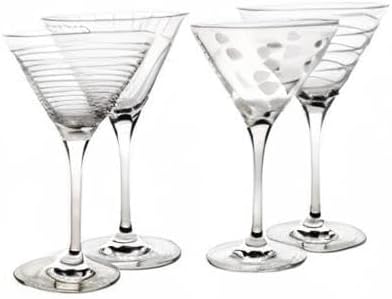 Mikasa Cheers 10-Ounce Martini Glasses, Fun Etched Designs, Durable Clear Glass - Image 8