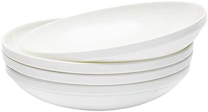 Vikko Pasta Bowls, 8.5 Inch Salad Bowls, White Soup Bowls, Fine Bone China Pasta Bowls, Set of 4, Microwave and Dishwasher Safe