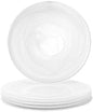 Vikko Lunch Plates, Set of 6 White Alabaster Plates, 8.5" Plate with Marbelized, Swirl Design, Elegant Glass Entree Plate, Dishwasher Safe