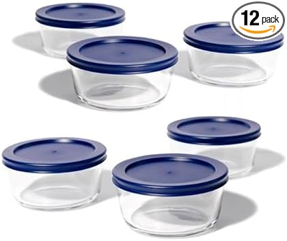 12-Piece Glass Food Storage Containers Set | 2-Cup, Leakproof | Microwave by DuraLiving