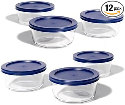 12-Piece Glass Food Storage Containers Set | 2-Cup, Leakproof | Microwave by DuraLiving
