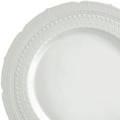" OCCASIONS " 50 Plates Pack (25 Guests)-Extra Heavyweight Vintage Wedding Disposable/Reusable Plastic Plates -25x11'' Dinner + 25x8.25'' Salad/dessert (Chateau Collection Light Gray)