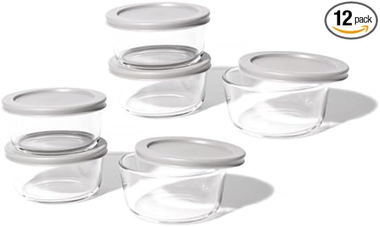 12-Piece Glass Food Storage Containers Set | 2-Cup, Leakproof | Microwave by DuraLiving