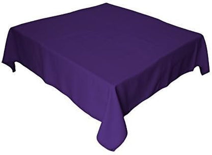 LA Linen Polyester Poplin Washable Square Tablecloth, Stain and Wrinkle Resistant Square Table Cover 52x52, Fabric Table Cloth Square for Dining, Kitchen, Party, Holiday 52 by 52-Inch, Purple