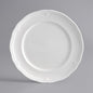 Condesa Pearl White Porcelain Dinner Plate, 12 Inch Round, Scalloped Wide Rim, Embossed, Dishwasher Safe, Microwave Safe, 12 Per Case