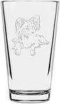 Papillon Dog Themed Etched All Purpose 16oz Pint Glass