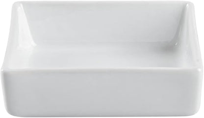 Restaurantware 2.5 Inch Mini Dishes 10 Oven-Safe Square Sauce Dishes - Microwave-Safe Serve Appetizers Desserts or Condiments White Porcelain Tasting Plates For Samples or Individual Portions