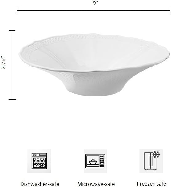 9 Inch Porcelain Pasta Bowls Set of 4, Deep Dishes - Image 6