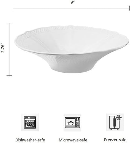 9 Inch Porcelain Pasta Bowls Set of 4, Deep Dishes - Image 6