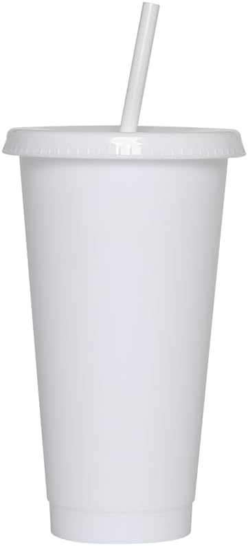 24 oz Plastic Cups With Lids and Straws, Sturdy & Food-Safe Iced Coffee Cups - Image 8