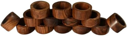 Napkin Holder Set of 12 Handmade Acacia Wood Dining Table Napkin Ring Classic - Image 3