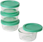 Pyrex 7202 Glass Bowls with Green Lids by Pyrex