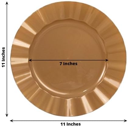 Efavormart 10 Pack | Gold 11" Round Plastic Dinner Plates, Disposable Tableware - Image 2