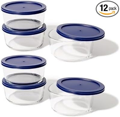12-Piece Glass Food Storage Containers Set | 4-Cup, Leakproof | Microwave by DuraLiving