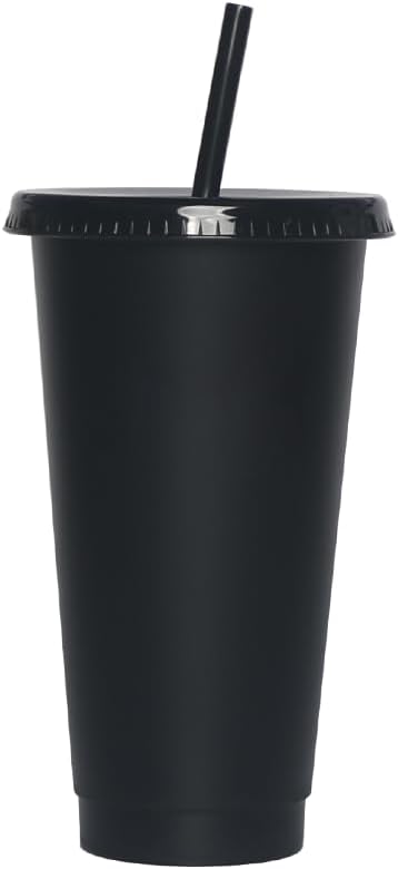 24 oz Plastic Cups With Lids and Straws, Sturdy & Food-Safe Iced Coffee Cups - Image 8