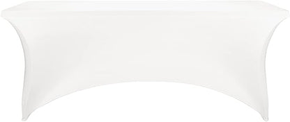 LZY Spandex Table Covers 6 Feet, Stretch/Fitted Table Covers for 6 Feet Folding Table, Rectangular Spandex Table Cloths for Wedding Party or Event (6FT-2PCS, White)