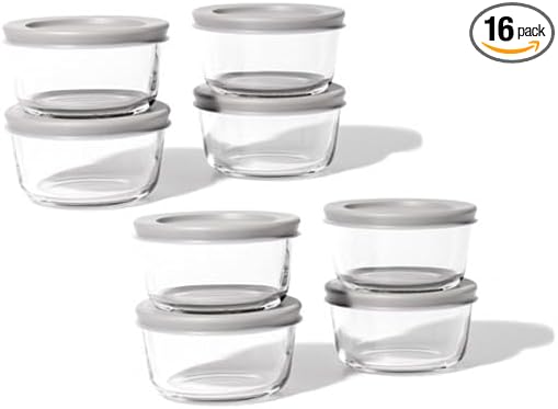 16-Piece Glass Food Storage Containers Set | 1-Cup, Leakproof | Microwave by DuraLiving