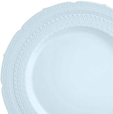 " OCCASIONS " 120 Plates Pack,(60 Guests) Extra Heavyweight Vintage Wedding Disposable/Reusable Plastic Plates 60 x 11'' Dinner + 60 x 8.25'' Salad/Dessert Plate (Chateau Blue)