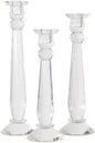 Crystal Candlesticks — by Alice Lane Home Collection — Set of 3 — Decorative Candle Holders — Classic Design for Weddings, Dining and Party — Timeless Home Decor — for Tapered Candles — Size S, M & L