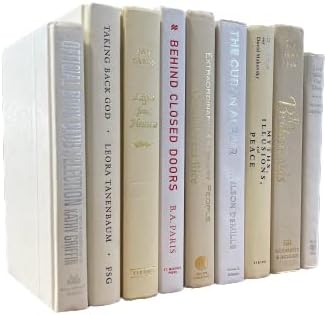 Real Books by Color® (Set of 9, White Cream) Decorative Bookshelf Home Decor Shelf Styling Photo Prop