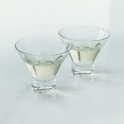 Viski Heavy Base Stemless Martini Glasses Set of 2, Crystal Cocktail Glasses - Image 6