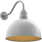 Steel Lighting Co. Hollywood Bowl Light | Outdoor Wall Mounted | 15 inch Bowl Dome | 16" Gooseneck | Barn Light Made in America | Modern Gray Exterior/Brass Interior