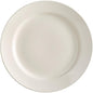 Stoneware Wide Rim Dinner Plates, 10.5 Inch, Ivory White, Microwave and Oven Safe, Round, 12 Count