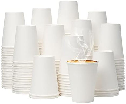 YEEHAW 12 oz 100 Pack White Disposable Paper Coffee Cups | - Image 2
